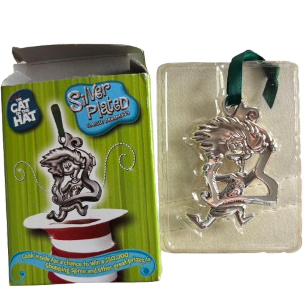 Dr. Suess The CAT IN THE HAT Picture Perfect Thing 2 Silver Plated Ornament